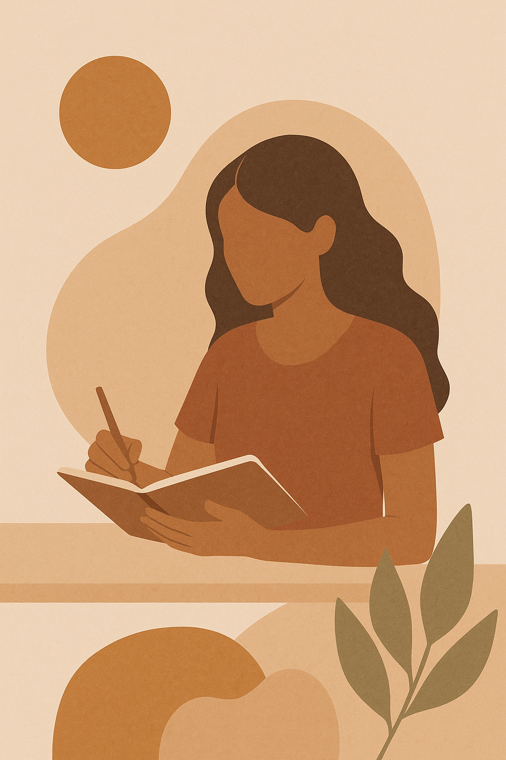 Illustration of a woman journaling